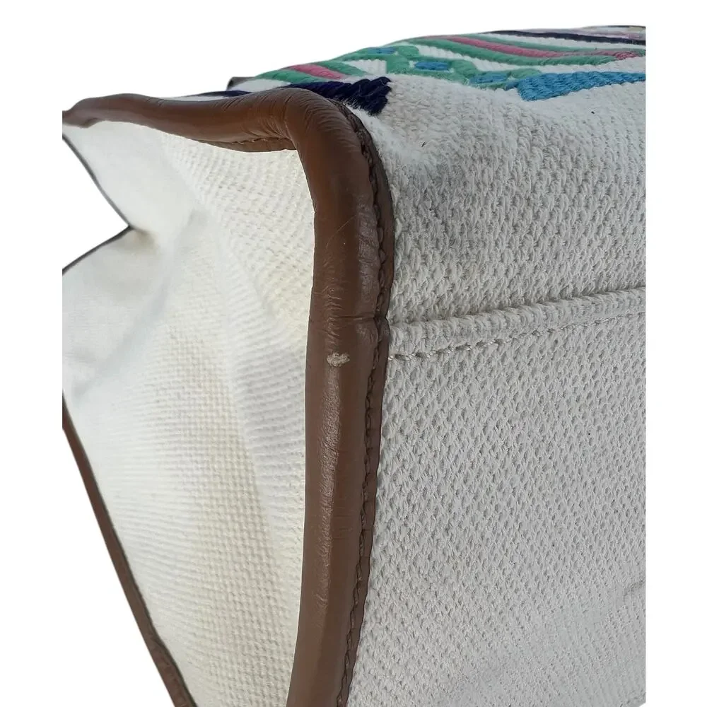 ETRO Embroidered Canvas Shopper Tote Bag Neutrals‎